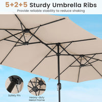 375cm Double-Sided Patio Umbrella with Crank Handle and amp for Garden Deck Poolside