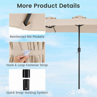 375cm Double-Sided Patio Umbrella with Crank Handle and amp for Garden Deck Poolside