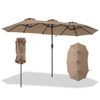 375cm Double-Sided Patio Umbrella with Crank Handle and amp for Garden Deck Poolside