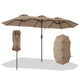 375cm Double-Sided Patio Umbrella with Crank Handle and amp for Garden Deck Poolside