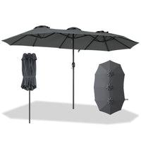 375cm Double-Sided Patio Umbrella with Crank Handle and amp for Garden Deck Poolside