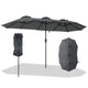 375cm Double-Sided Patio Umbrella with Crank Handle and amp for Garden Deck Poolside