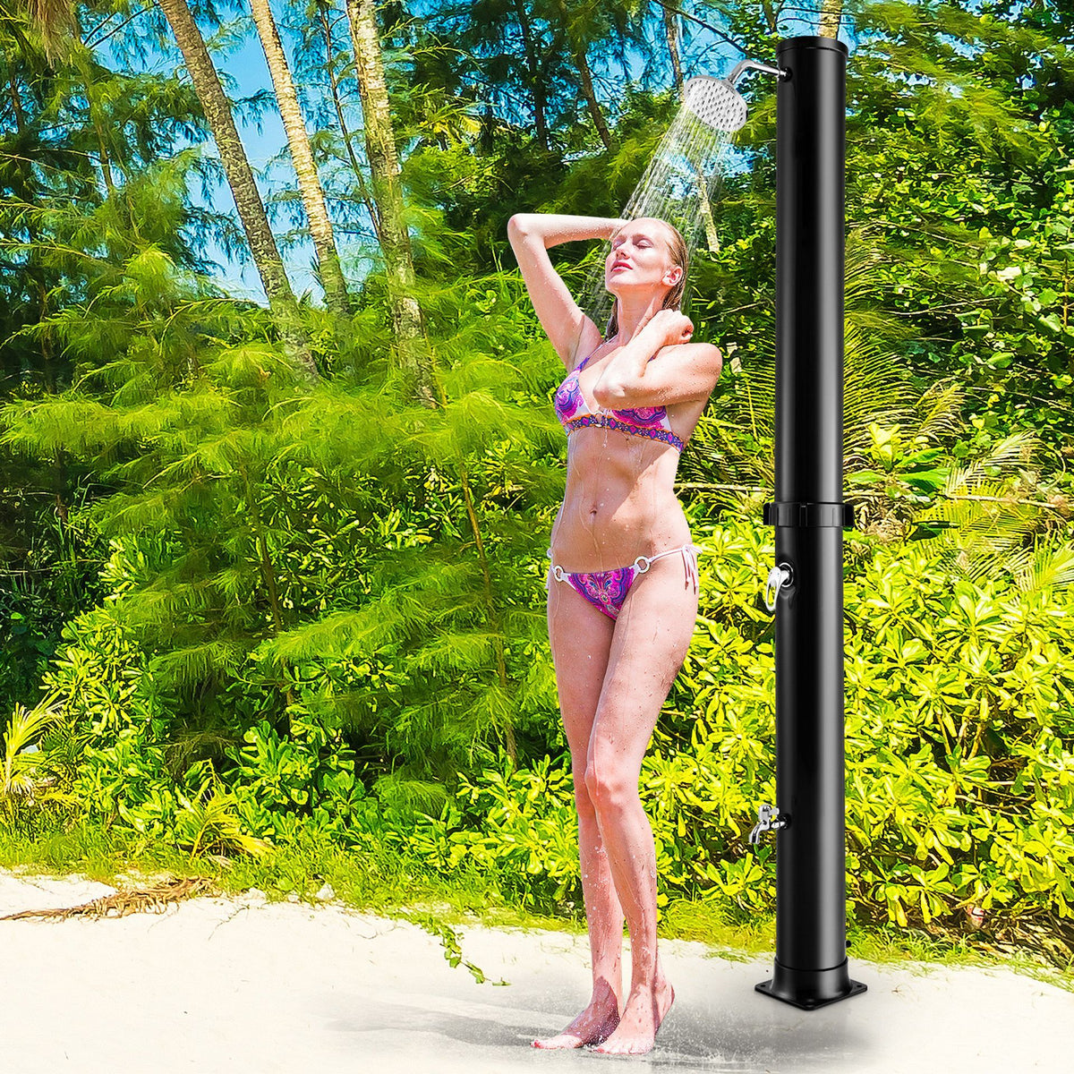 38 L Solar Heated Outdoor Shower with Rotating Shower Head