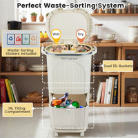 38L Double-Layer/42L 3-Layer Sorting Trash Bin with Step Pedal and Wheels