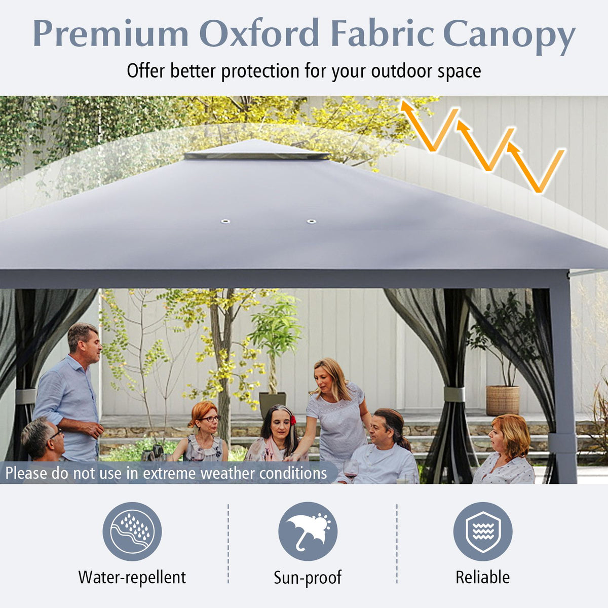 394 x 394 CM Canopy Tent with Mesh Netting and Carrying Bag for Patio and Lawn
