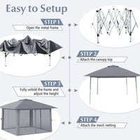 394 x 394 CM Canopy Tent with Mesh Netting and Carrying Bag for Patio and Lawn
