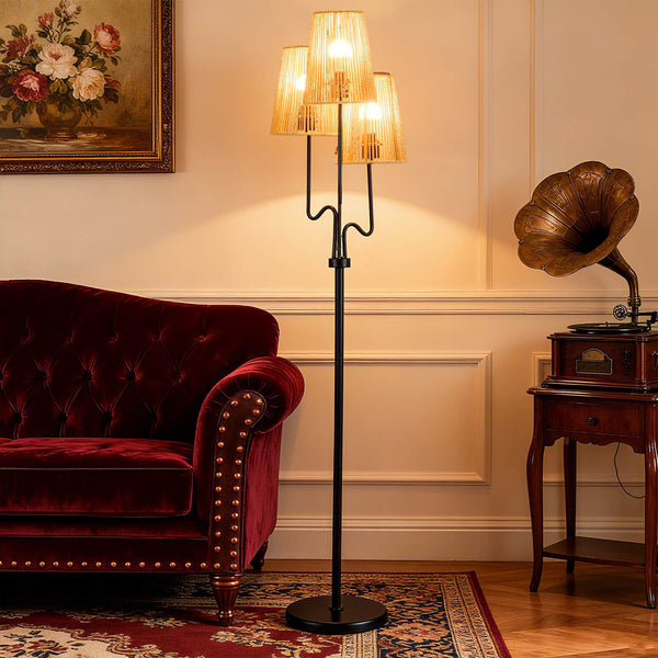 3-Light Floor Lamp Farmhouse Standing Lamp with Foot Switch (Bulbs Not Included)
