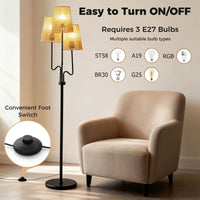 3-Light Floor Lamp Farmhouse Standing Lamp with Foot Switch (Bulbs Not Included)
