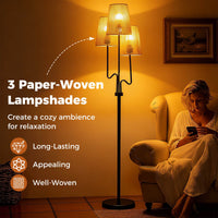 3-Light Floor Lamp Farmhouse Standing Lamp with Foot Switch (Bulbs Not Included)