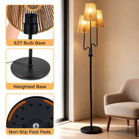 3-Light Floor Lamp Farmhouse Standing Lamp with Foot Switch (Bulbs Not Included)