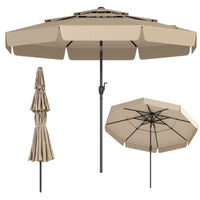 3M Patio Umbrella with 3-Tier Vented Top and 8 Ribs for Outdoor Yard