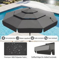 3M Patio Umbrella with 3-Tier Vented Top and 8 Ribs for Outdoor Yard