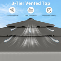 3M Patio Umbrella with 3-Tier Vented Top and 8 Ribs for Outdoor Yard