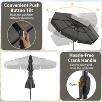 3M Patio Umbrella with 3-Tier Vented Top and 8 Ribs for Outdoor Yard