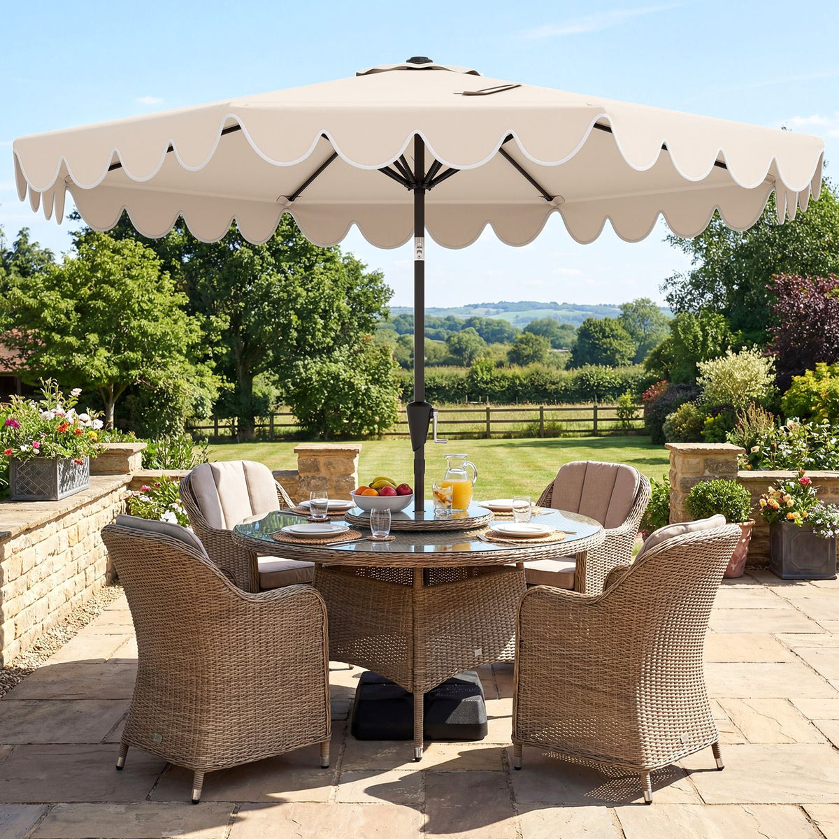 3M Patio Umbrella with Weighted Base Sandbags Push Button Tilt