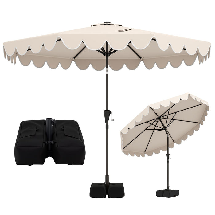 3M Patio Umbrella with Weighted Base Sandbags Push Button Tilt