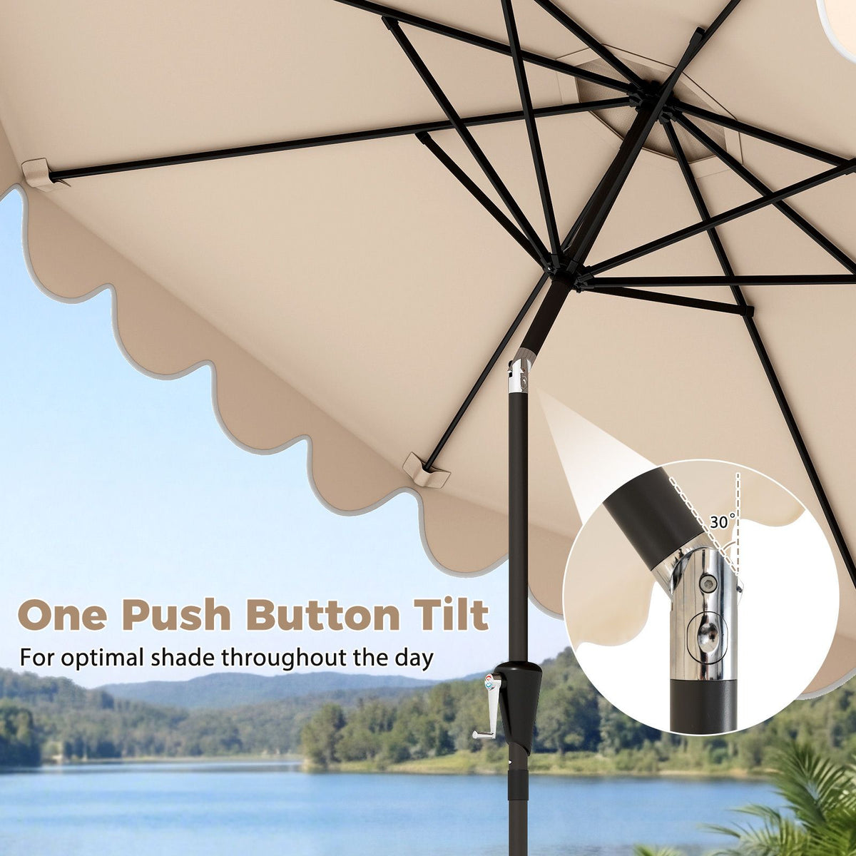 3M Patio Umbrella with Weighted Base Sandbags Push Button Tilt