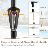3M Patio Umbrella with Weighted Base Sandbags Push Button Tilt