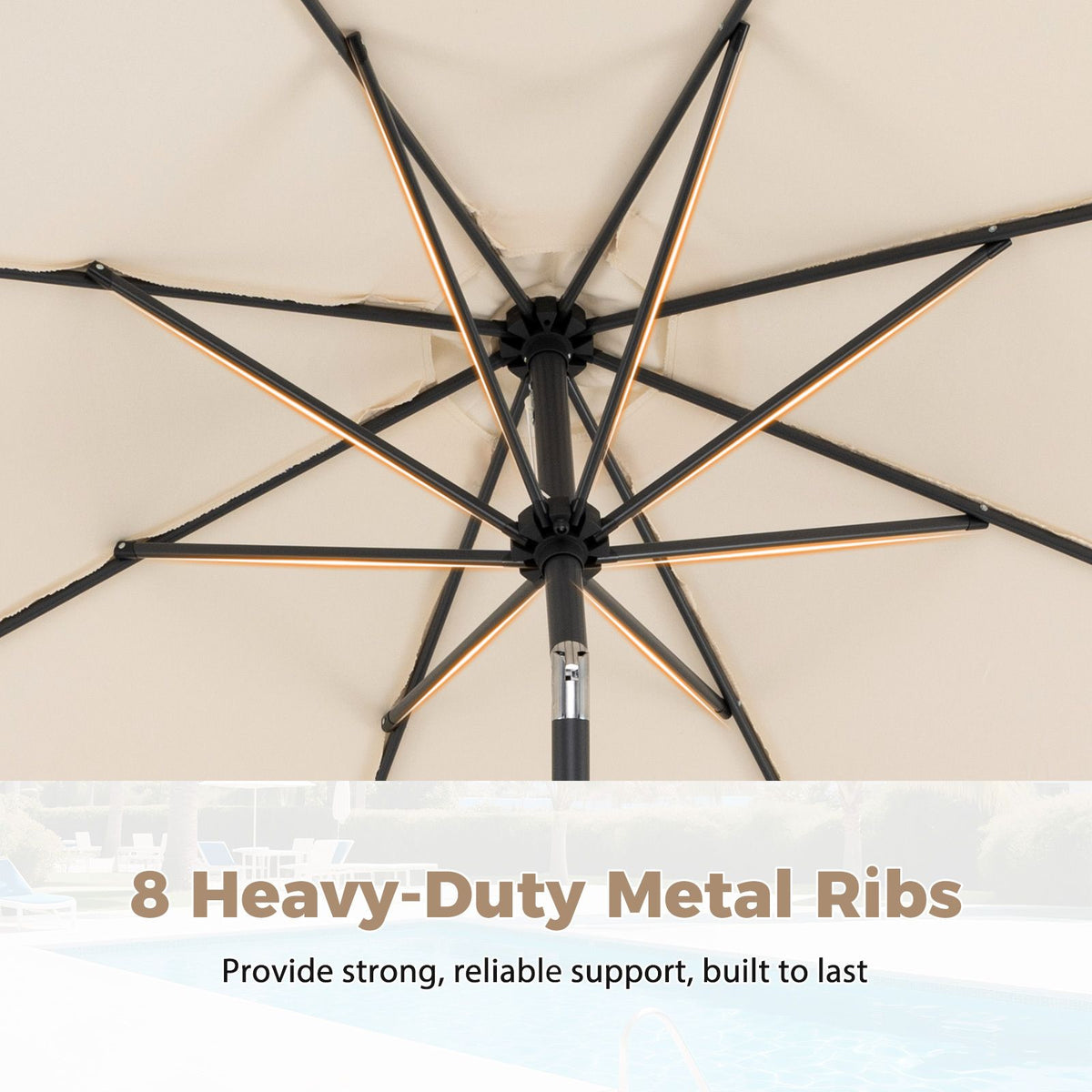 3M Patio Umbrella with Weighted Base Sandbags Push Button Tilt