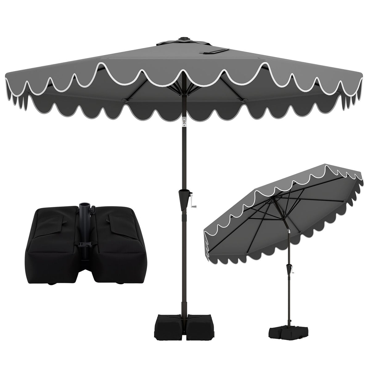3M Patio Umbrella with Weighted Base Sandbags Push Button Tilt