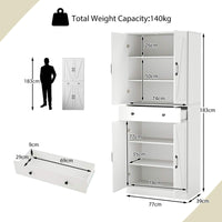 183cm Tall Kitchen Cabinet Farmhouse Cupboard Cabinet Versatile Storage