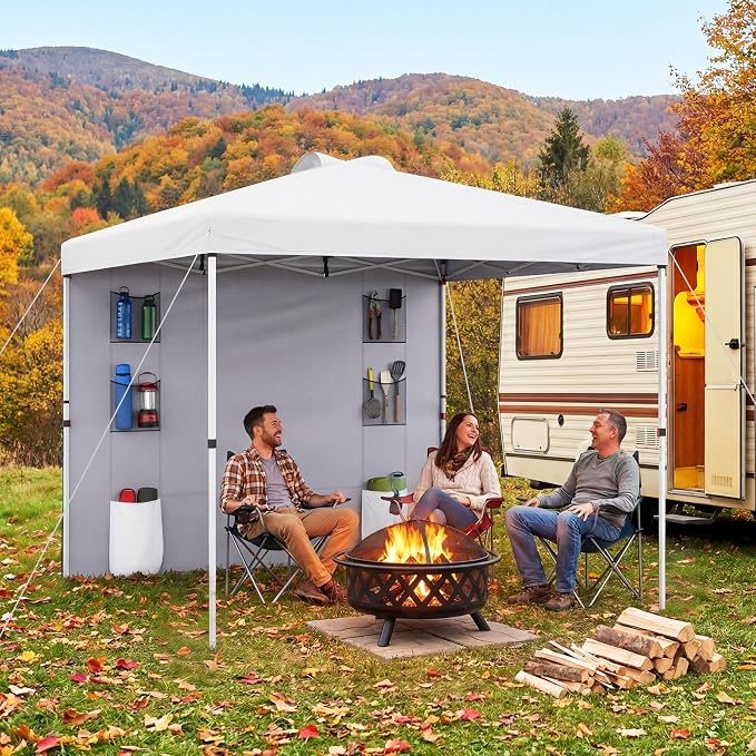3 x 3M Pop up Canopy Tent with Sidewall 6 Pockets Instant Setup Commercial Gazebo