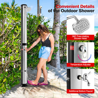 38L Outside Drench Shower, Freestanding Outdoor Shower with Rotating Shower Head