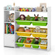 Kids Bookshelf with 8 Storage Boxes and 2 Open Shelves