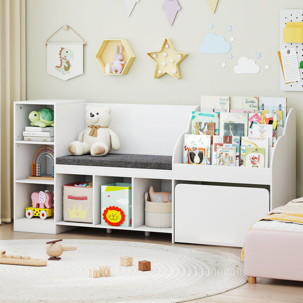 4-in-1 Standing Toy Organizer w/ Removable Seat Cushion