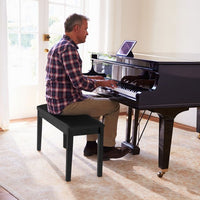 PU Leather 2-in-1 Duet Piano Bench with Music Storage and Padded Cushion