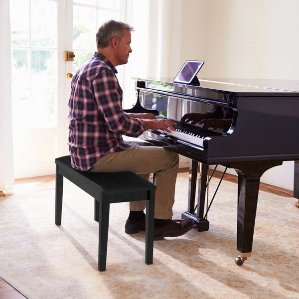 PU Leather 2-in-1 Duet Piano Bench with Music Storage and Padded Cushion