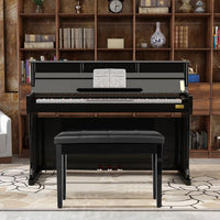 PU Leather Piano Bench with Padded Cushion and Music Storage