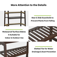 Freestanding 4-Tier Bamboo Plant Rack with Guardrails