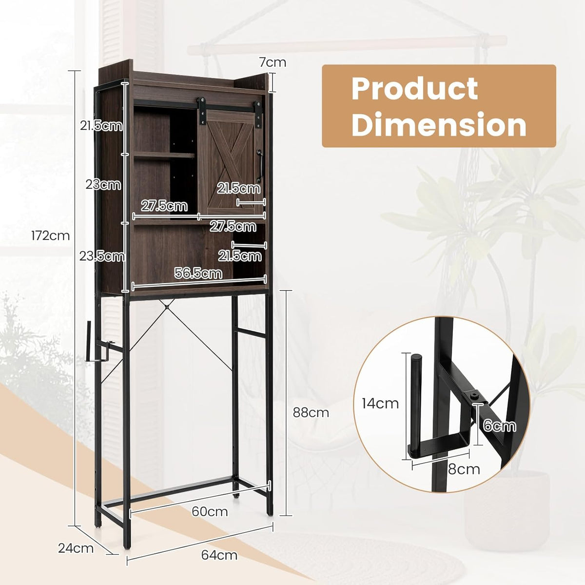 Over-The-Toilet 4-Tier Storage Cabinet