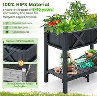 HIPS Raised Garden Bed, Poly Wood Elevated Planter Box w/Legs