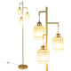 3-Light Floor Lamp Farmhouse Standing Tree Lamp with 3 Boho Lampshades