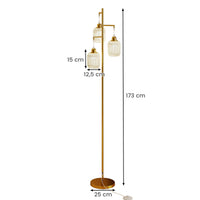 3-Light Floor Lamp Farmhouse Standing Tree Lamp with 3 Boho Lampshades