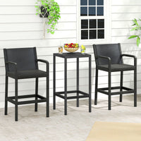 3 Pieces Patio Bar Set Outdoor Bistro Set with 2 Stools and 1 Bar Table