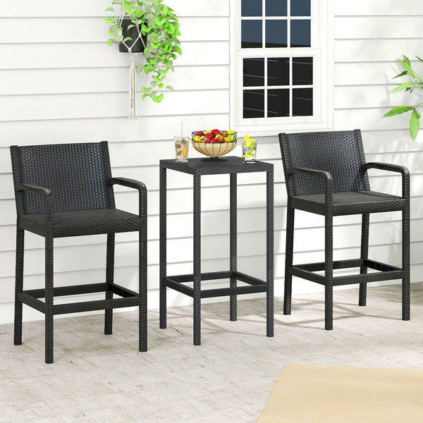 3 Pieces Patio Bar Set Outdoor Bistro Set with 2 Stools and 1 Bar Table