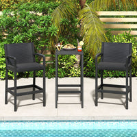 3 Pieces Patio Bar Set Outdoor Bistro Set with 2 Stools and 1 Bar Table