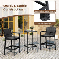 3 Pieces Patio Bar Set Outdoor Bistro Set with 2 Stools and 1 Bar Table