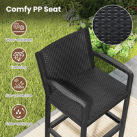 3 Pieces Patio Bar Set Outdoor Bistro Set with 2 Stools and 1 Bar Table