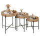 Set of 3 Round Nesting Side Tables with Metal Legs Boho Coffee Tables