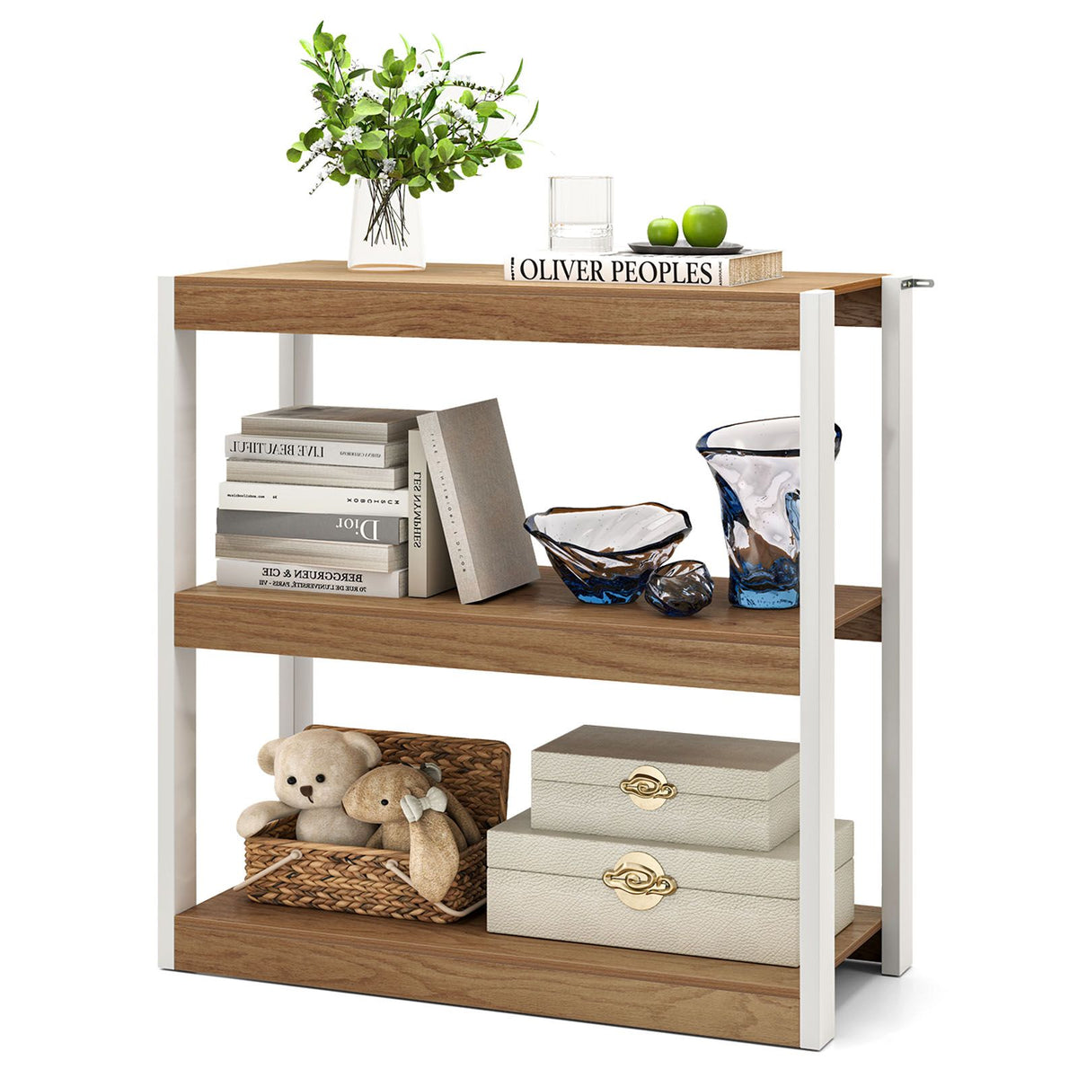3/4-Tier Wooden Bookshelf Storage Organizer Bookcase w/ Open Shelving Unit Study