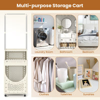Laundry Cart with Hanging Bar Folding Laundry Hamper