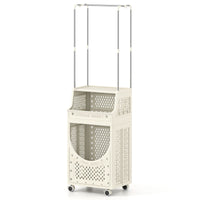 Laundry Cart with Hanging Bar Folding Laundry Hamper