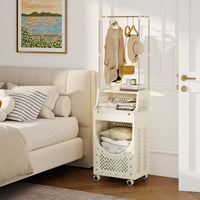Laundry Cart with Hanging Bar Folding Laundry Hamper