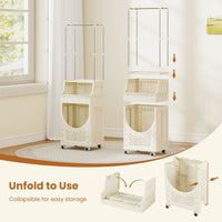 Laundry Cart with Hanging Bar Folding Laundry Hamper