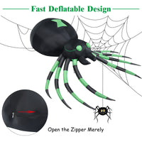 1.8M Halloween Inflatable Spider w/ LED Lights & Powerful Blower