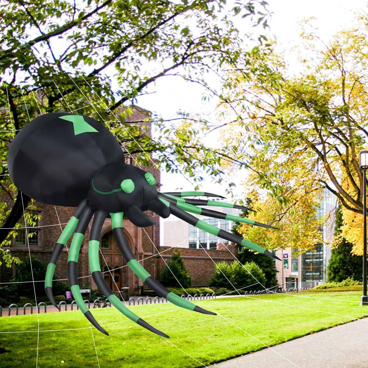 1.8M Halloween Inflatable Spider w/ LED Lights & Powerful Blower